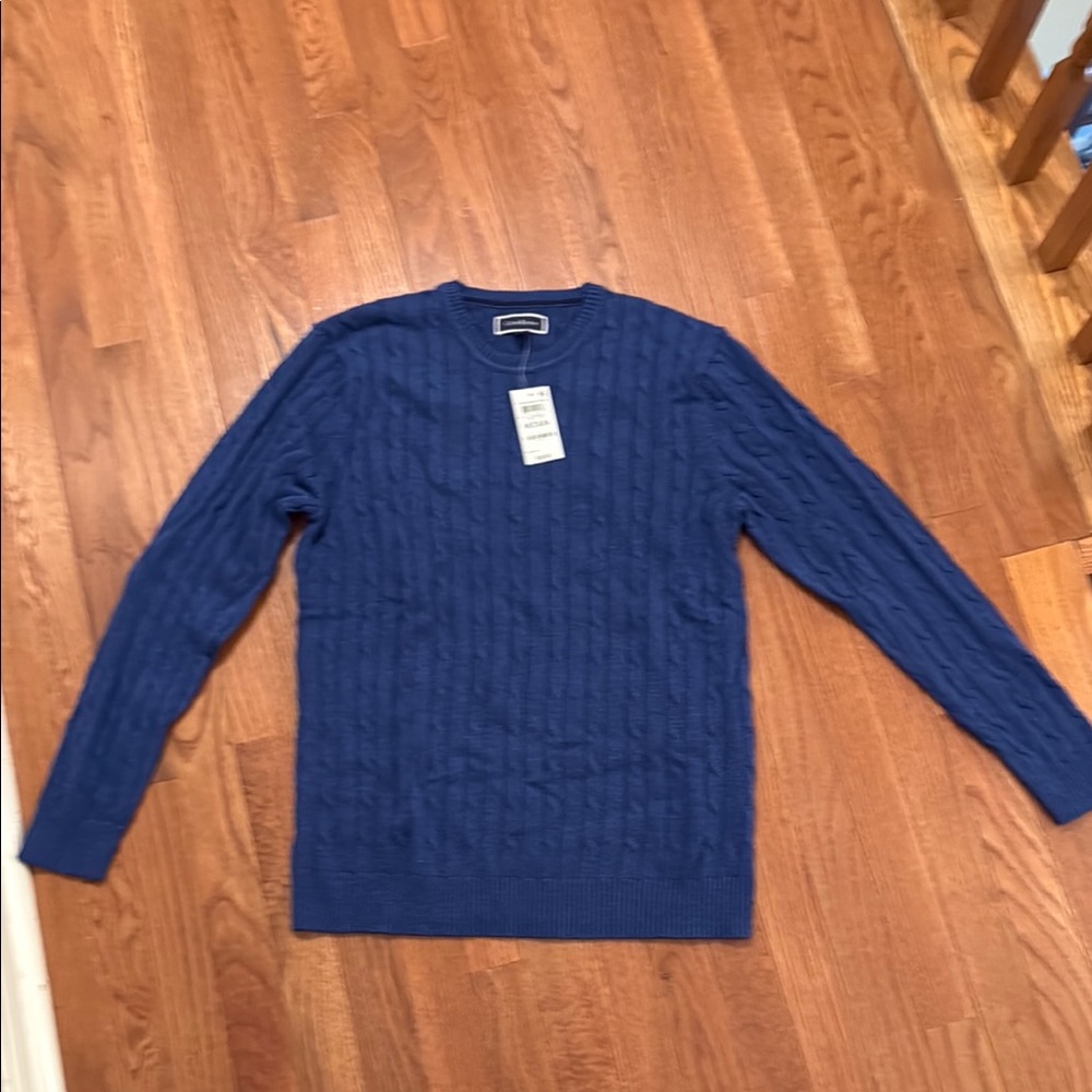 Club Room Blue Crewneck Sweater Timeless Knit Design
